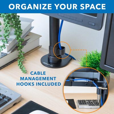 Mount-It! Triple Monitor Mount 3-Screen Desk Stand, Holds Up to 66 lbs., Black (MI-1753)