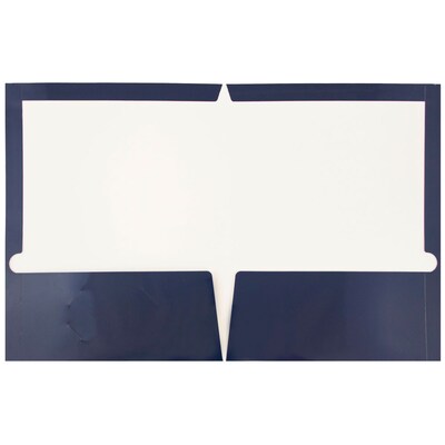 JAM Paper® Laminated Glossy 2 Pocket Presentation Folders, Navy Blue, 100/Box (5042523)