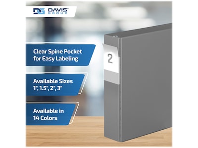 Davis Group Premium Economy 2" 3-Ring Non-View Binders, D-Ring, Gray, 6/Pack (2304-07-06)