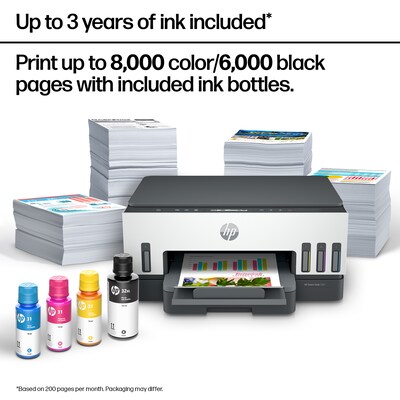 HP Smart Tank 7001 Wireless Color All-in-One Ink Tank Printer, Scan, Copy, 2 Years Ink Included, AI Enabled (28B49A)