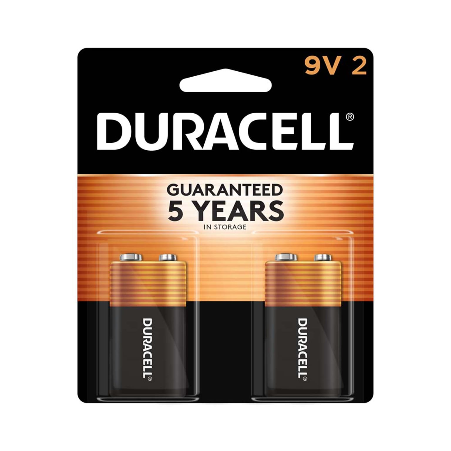 Duracell Coppertop 9V Alkaline Batteries, 2/Pack (MN1604B2Z)