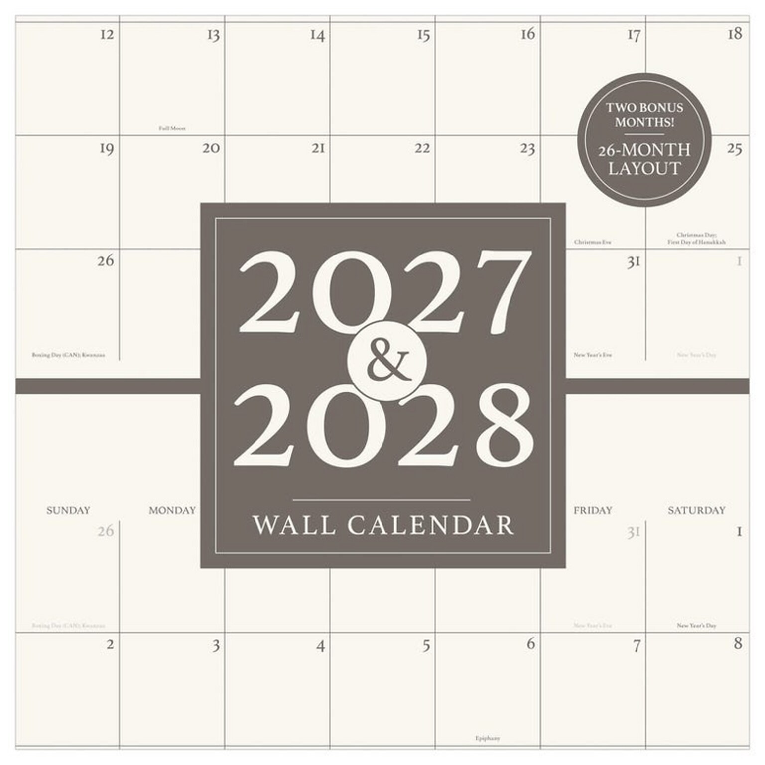 2027 TF Publishing 2 Year Grid 12 x 12 Monthly Wall Calendar, Multicolored (27-1144)