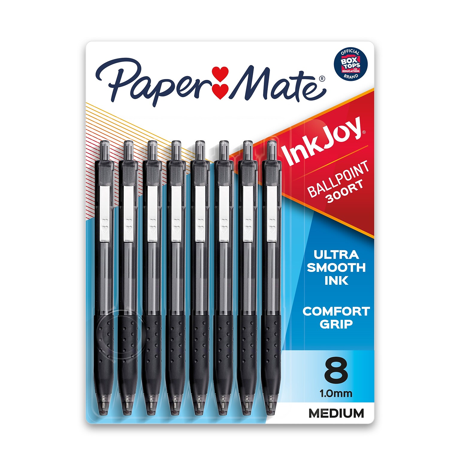 Paper Mate InkJoy 300RT Retractable Ballpoint Pen, Medium Point, Black Ink, 8/Pack (1781565/1945920)