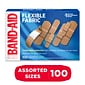 Band-Aid Brand Flexible Fabric Adhesive Bandages, Assorted Sizes, 100 Count (117178)