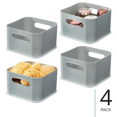 Plastic Storage Bins with Handles for Household Storage and Organization - Ideal for Kitchen, Bathro