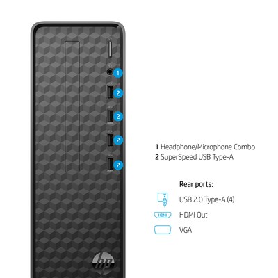 HP Slim Desktop Computer, Intel Core i3-1210, 8GB RAM, 256GB SSD, Mouse & Keyboard Included, Windows 11 Home