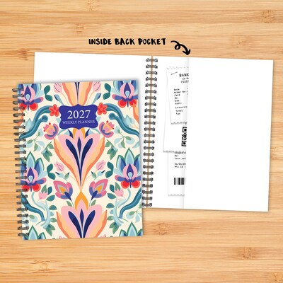 2027 Willow Creek Boho Bloom 8.5" x 11" Calendar Year Weekly & Monthly Standard Planner, Assorted Colors (65716)