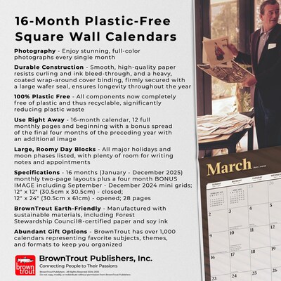 2025 BrownTrout John Wayne 12" x 24" Monthly Square Wall Calendar, (9781975479800)
