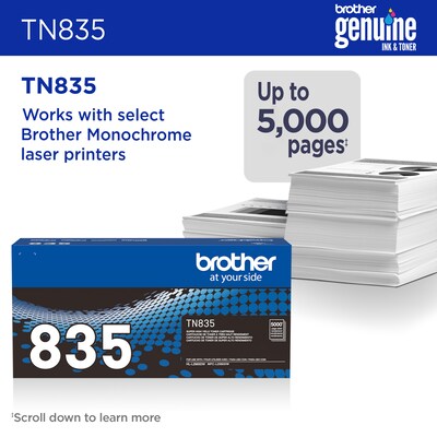 Brother TN835 Super High Yield Black Toner Cartridge, Print up to 5,000 Pages