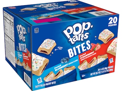 Kelloggs Pop-Tarts Bites Frosted Blueberry/Strawberry Toaster Pastries, 3.5 oz., 20/Carton (KEE11683)