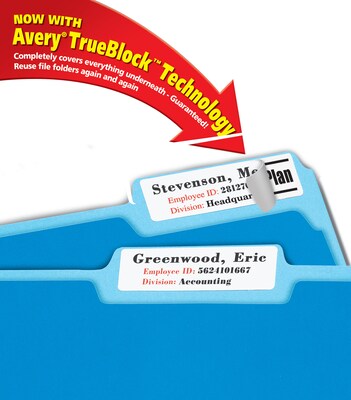 Avery Extra Large Laser/Inkjet File Folder Labels, 15/16" x 3 7/16", White, 450 Labels Per Pack (5027)