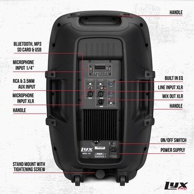 LyxPro 15 Inch Portable PA Speaker (LYXSPA15)