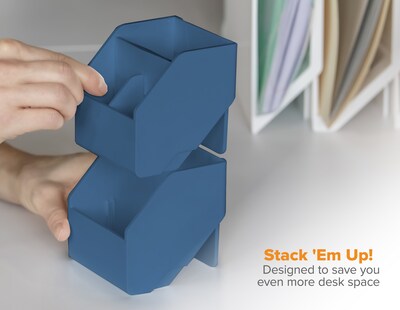 Bostitch Konnect Stackable Plastic Desk Organizer, Matte Blue (KT-CUP-BLUE)