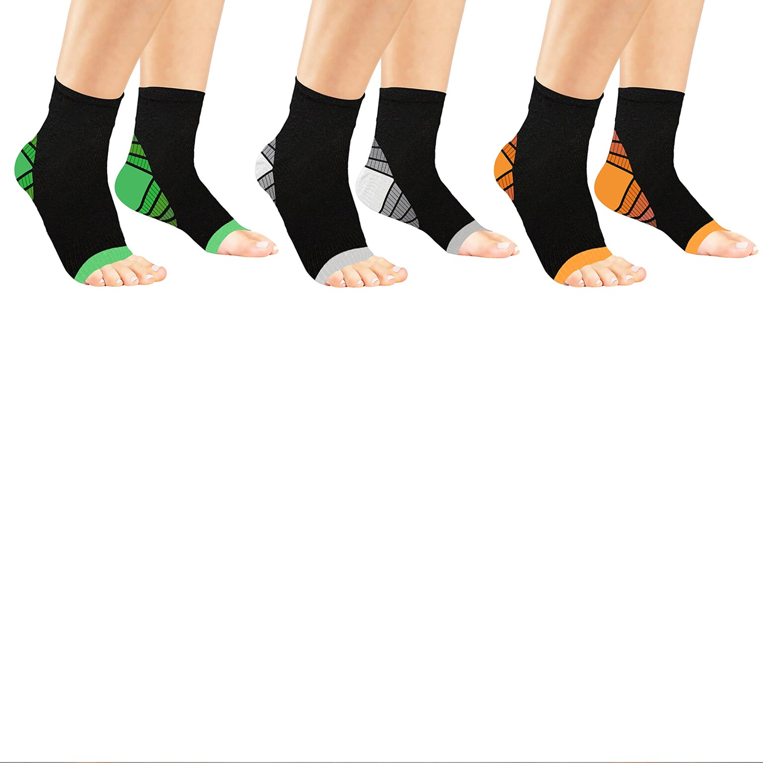 Extreme Fit Nylon Arch Supportive Socks, 6/Pack (BUN-3-ARCH-1116)