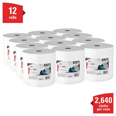WypAll PowerClean X70 Cloths, 9.75 x 13, White, 220 Sheets/Roll, 3 Rolls/Carton (83571)