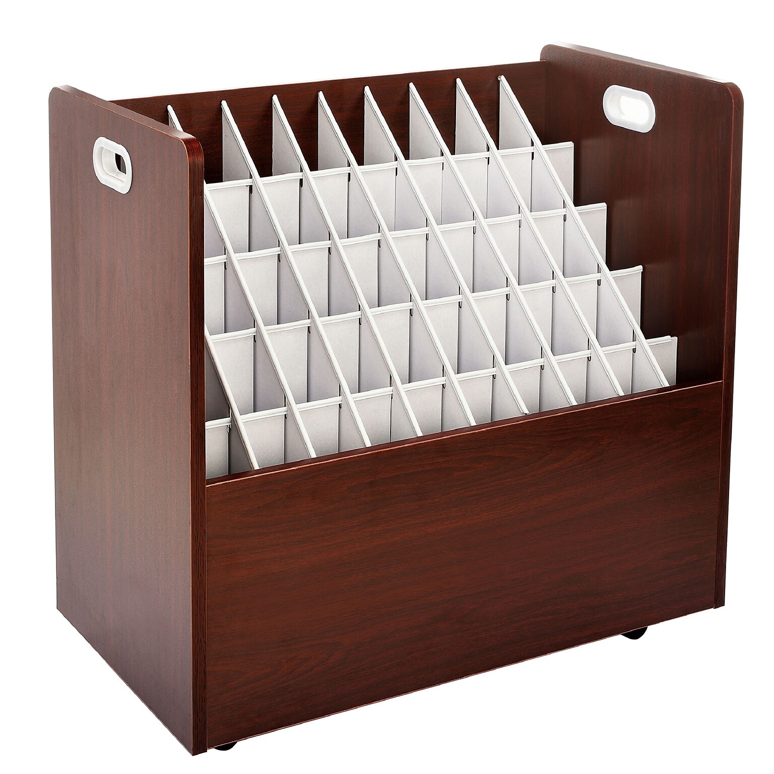 AdirOffice 50-Slot Mobile Roll File, 28.5H x 30W x 15.75D, Mahogany (626-MA-KIT1)