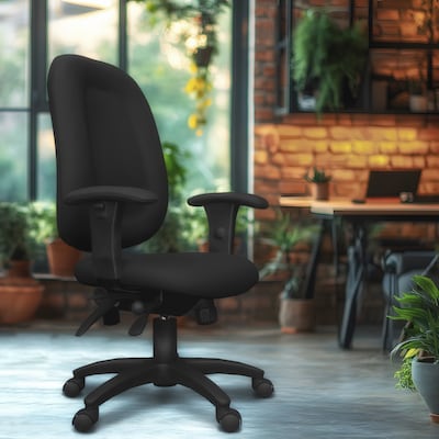 Regency Comfort Series Armless Ergonomic Fabric Swivel Task Chair, Black (125-BK)
