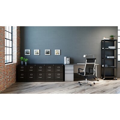 Alera Two-Drawer Economy Vertical File, Letter-Size File Drawers, 15" x 26.5" x 28.37", Black (ALEHVF152629BL)