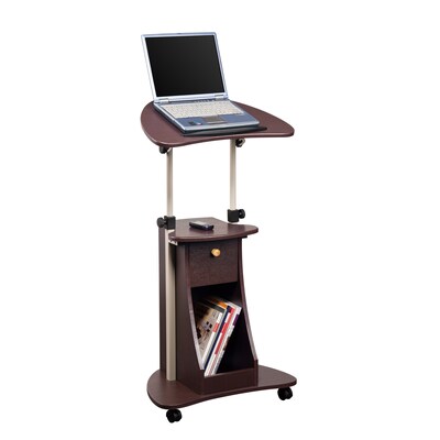Techni Mobili 22"W Manual Adjustable Standing Laptop Cart, Chocolate (RTA-B005-CH36)