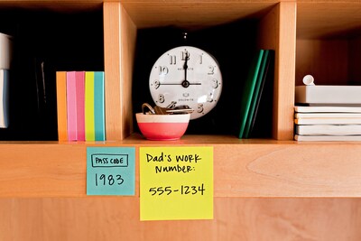 Post-it Sticky Notes Cube, 2 x 2 in., 3 Pads, 400 Sheets/Pad, The Original Post-it Note, Green Wave and Canary Wave