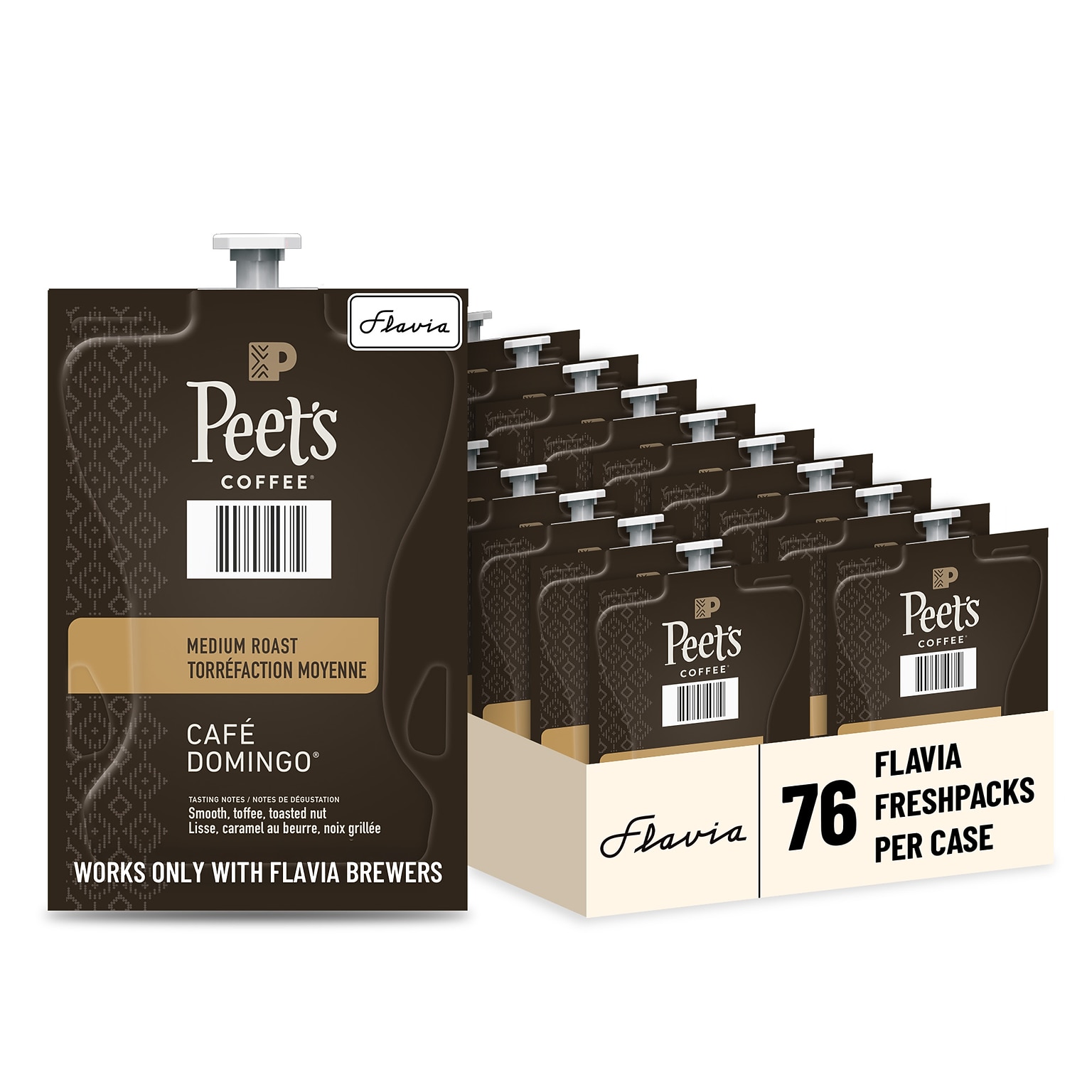 Peets Coffee Cafe Domingo Coffee Flavia Freshpacks, Medium Roast, 76/Carton (LPC00262)