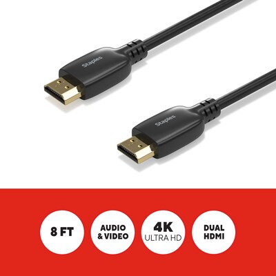 Staples TECH 8 ft. HDMI to HDMI Audio/Video Cable, Male to Male, Black (ST62467)