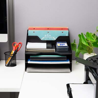 Mind Reader 5-Compartment Plastic Desk Tray, Black (ANCHBOX5-BLK)