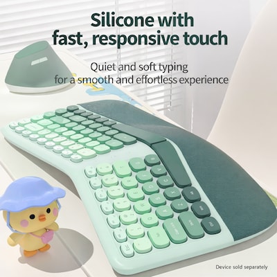 SaharaCase Split Ergonomic Wireless Keyboard and Mouse Combo, Green (KB26)