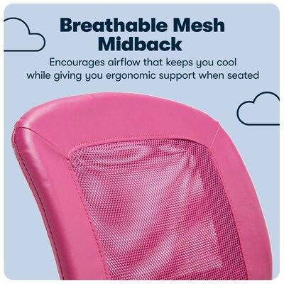 Serta Essentials Armless Ergonomic Bonded Leather/Mesh Swivel Task Chair, Pink (48740E)