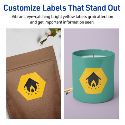 Avery Hexagon Laser/Inkjet Multipurpose Labels, 2-1/2" x 2-57/64", Bright Yellow (240/Box)