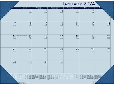 2024 House of Doolittle Ecotones 22 x 17 Monthly Desk Pad Calendar, Blue (124-40-24)