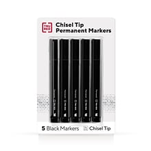 TRU RED™ Tank Permanent Markers, Chisel Tip, Black, 5/Pack (TR54523)