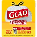 CloroxPro™ Glad ® ForceFlex Tall Kitchen Drawstring Trash Bags, 13 Gallon White Trash Bag, 100 Count