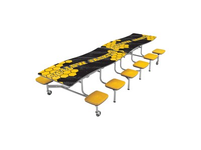 AmTab Ocean Waves Mobile Cafeteria Table w/ 12 Stools, 35" x 121", Assorted Colors (MSOWT1012)