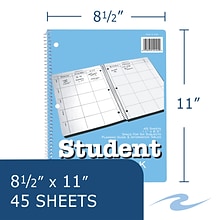 Roaring Spring Paper Products 11 x 8.5 Undated Student Plan Book, 20 lb. Heavyweight Paper, Blue C