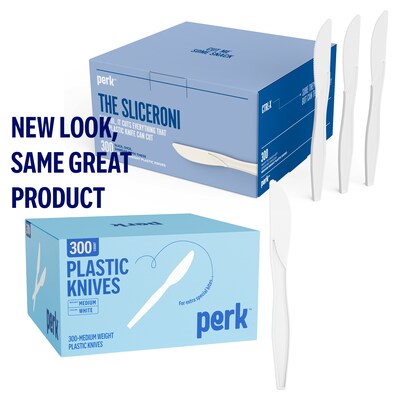 Perk™ Polystyrene Knife, Medium-Weight, White, 300/Pack (PK56399)
