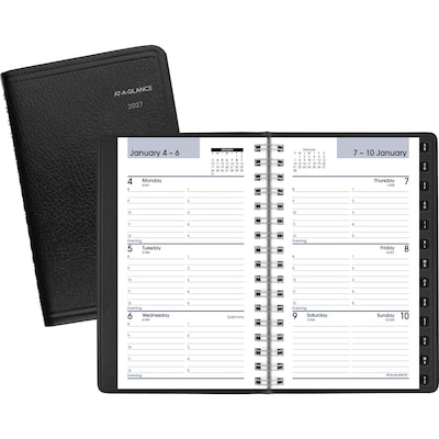 2027 AT-A-GLANCE DayMinder 3.5 x 6 Weekly Appointment Book Planner, Faux Leather Cover, Black (G250-00-27)