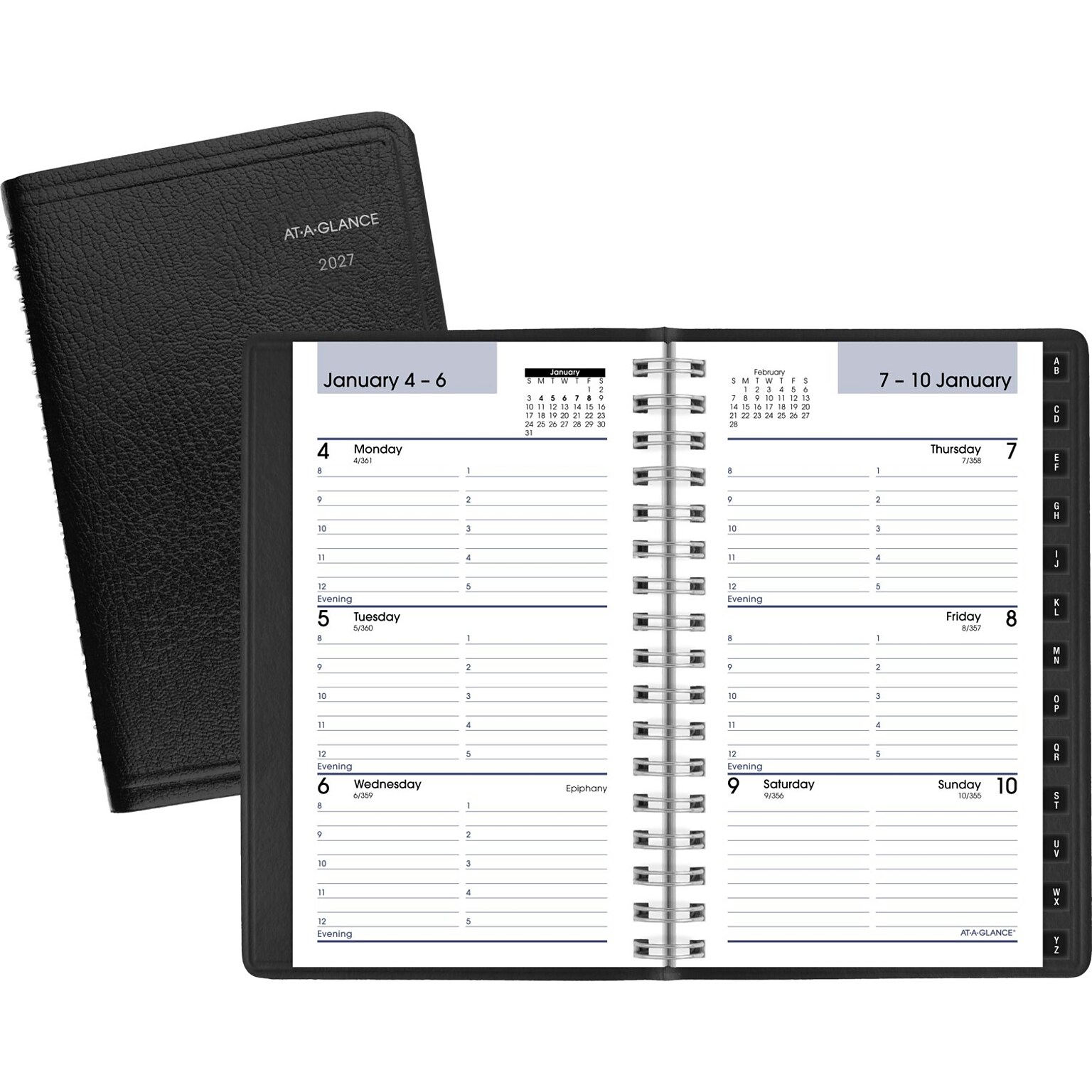 2027 AT-A-GLANCE DayMinder 3.5 x 6 Weekly Appointment Book Planner, Faux Leather Cover, Black (G250-00-27)