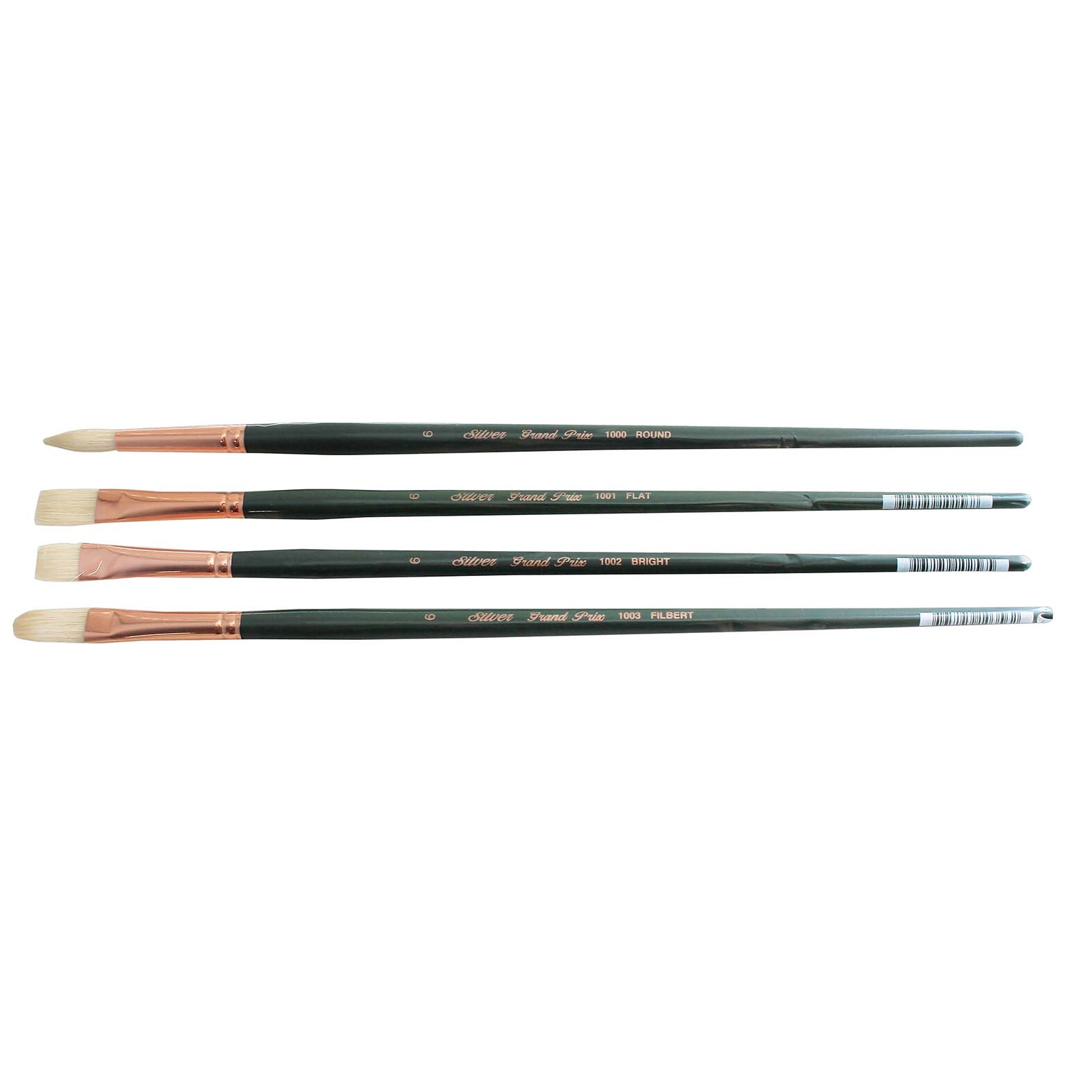 Silver Brush Natural Hog Bristle, Assorted Brushes, 4/Pack (SLVGP1079)