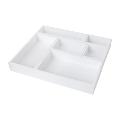 Martha Stewart Enzo 6-Piece Wooden Desk Drawer Organizer Set, White (LY689866WH)