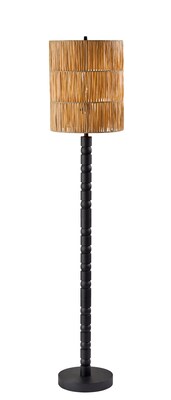 Adesso Norfolk 63H Black Floor Lamp with Woven Paper Raffia Shade (4356-01)