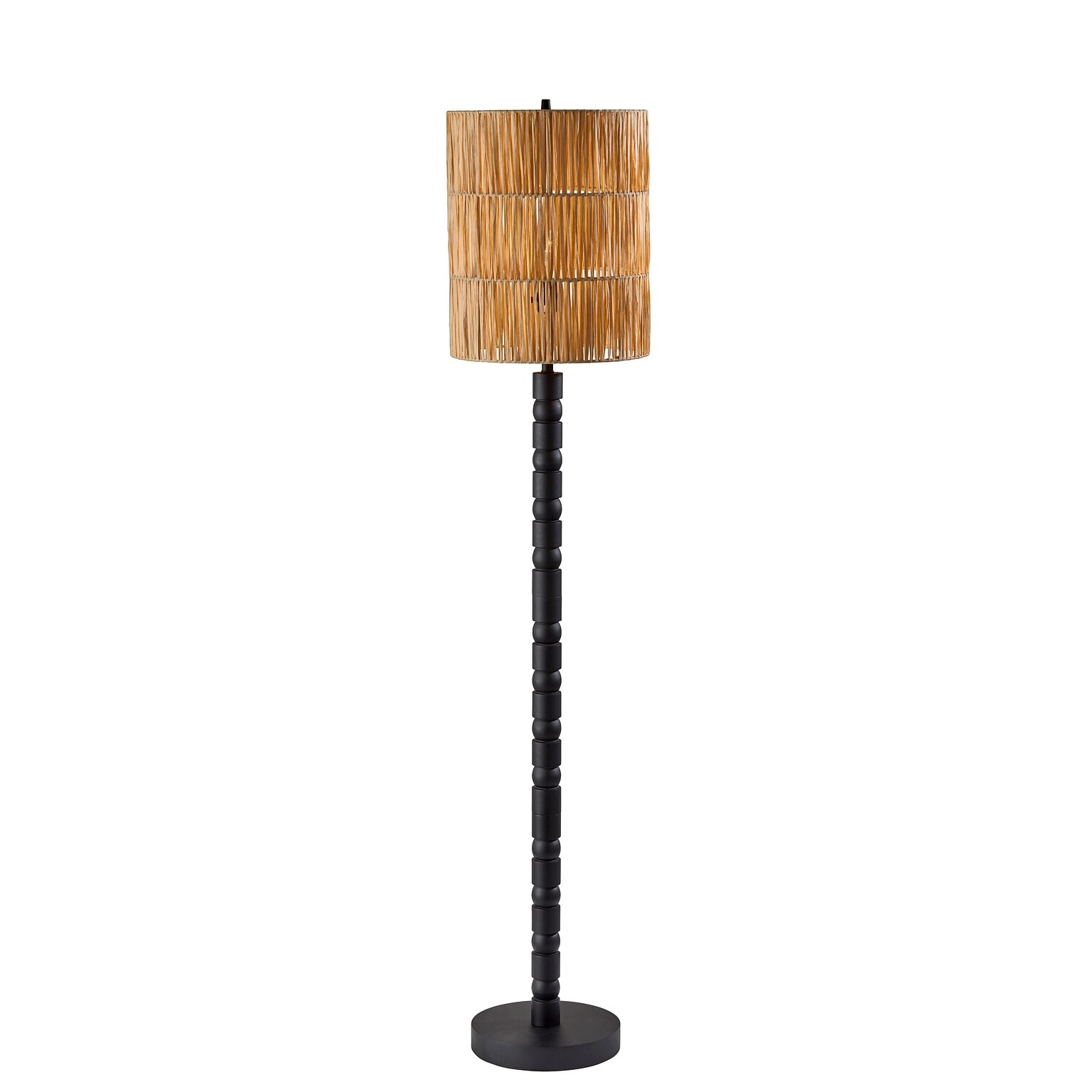Adesso Norfolk 63H Black Floor Lamp with Woven Paper Raffia Shade (4356-01)