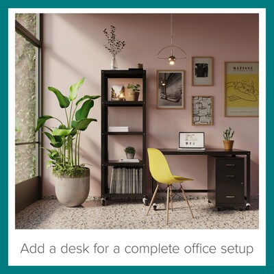 Space Solutions 18" 3-Drawer Mobile Letter Width Vertical File Cabinet, Black (24427)