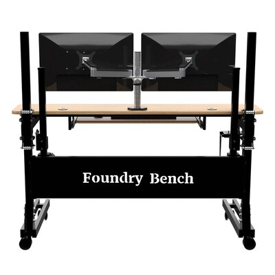 VersaDesk Foundry Bench 48"W Electric Rectangular Adjustable Standing Desk, Bamboo/Black (FB4830-BNB-APP)