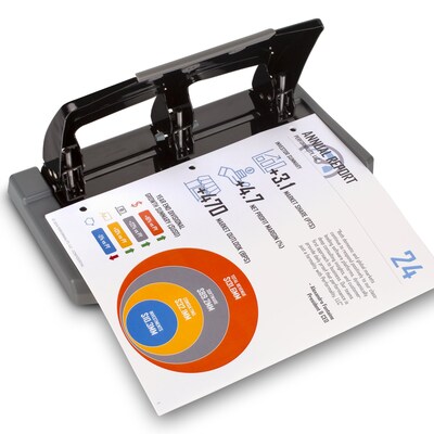 Swingline® SmartTouch™ Low Force 3-Hole Punch, 45 Sheet Capacity, Black/Gray (A7074136)