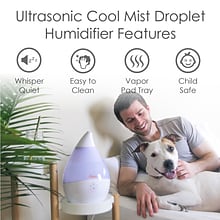 Crane Droplet Ultrasonic Cool Mist Tabletop Humidifier, 0.5-Gallon, White (EE-5302W)