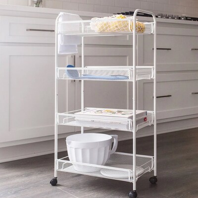 Better Houseware Steel Wheeled Trolley Organizer, White (BTH2002)