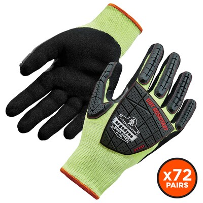 Ergodyne ProFlex 7141 Hi-Vis Nitrile Coated Cut-Resistant Gloves, ANSI A4, Lime, XL, 12 Pair (17835)