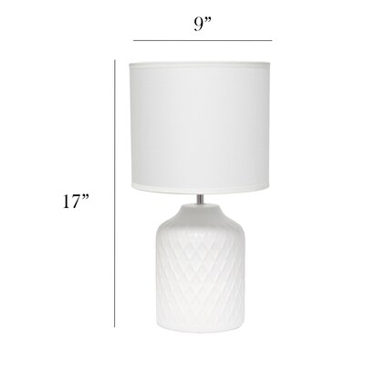 Simple Designs Touch of Chevron 17.25" LED Table Lamp, White (LT2122-WHT)