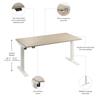Bush Business Furniture Move 40 Series 60"W Electric Adjustable Standing Desk, Natural Elm (M4S6030NEWK)